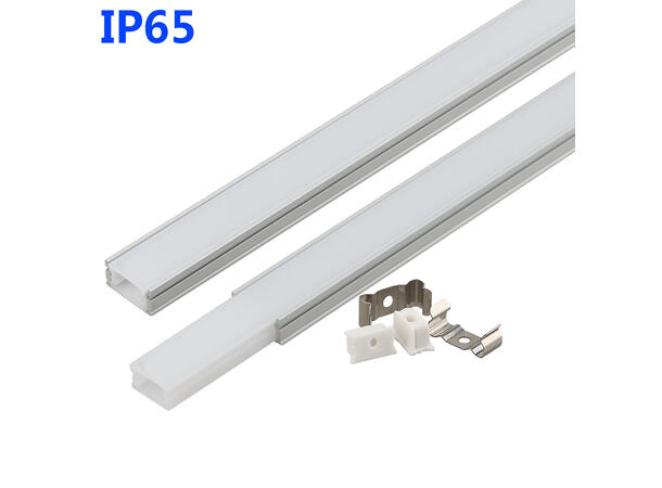 SBL Aluprofil  19,6x18,9mm, IP65 Med melkehvitt deksel. Endestykker inkl.